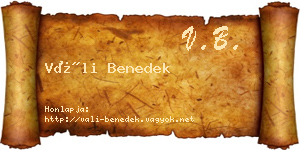Váli Benedek névjegykártya